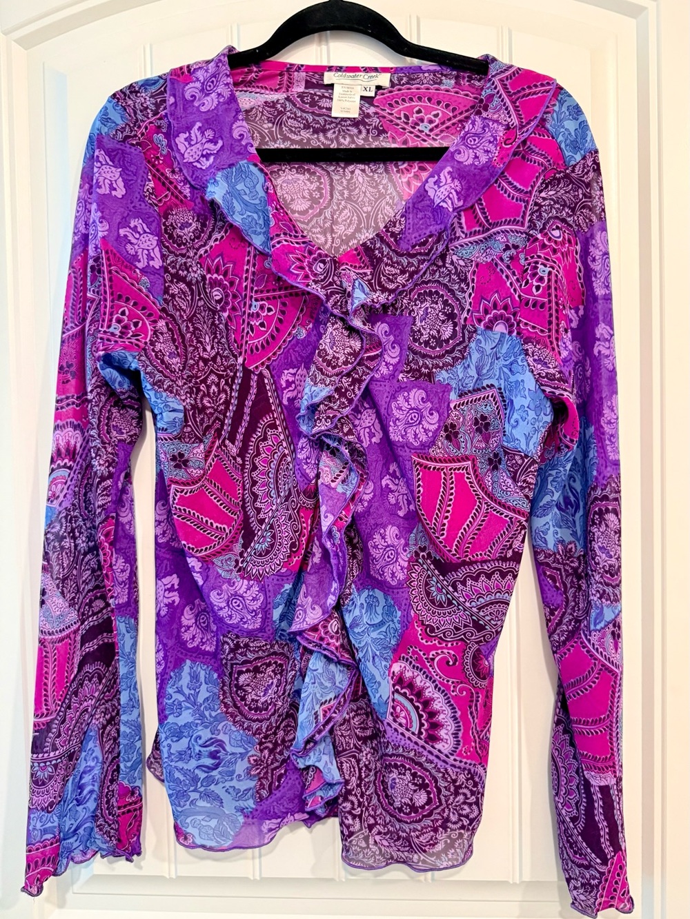 Coldwater Creek Paisley Stretch Top Boho Office